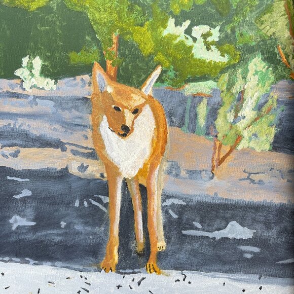 Framed Original Oil Painting on Canvas - Fox in Santa Fe New Mexico - Picture 7 of 15